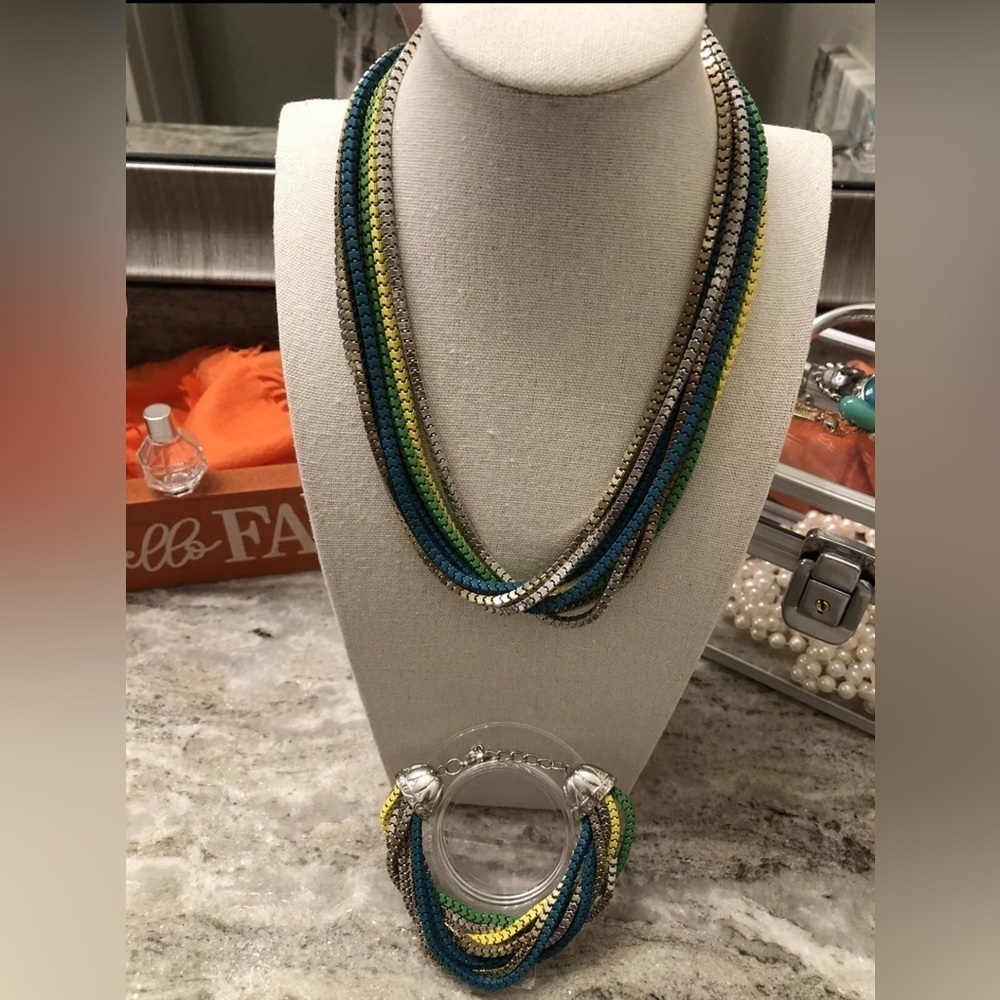 Boho Multicolor Strand Beaded Bracelet and Necklace